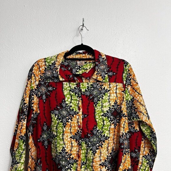 Vintage 90s Multicolor Fit And Flare Short Dress OSFA Hi Lo Hem Artsy Colorful - Picture 2 of 12